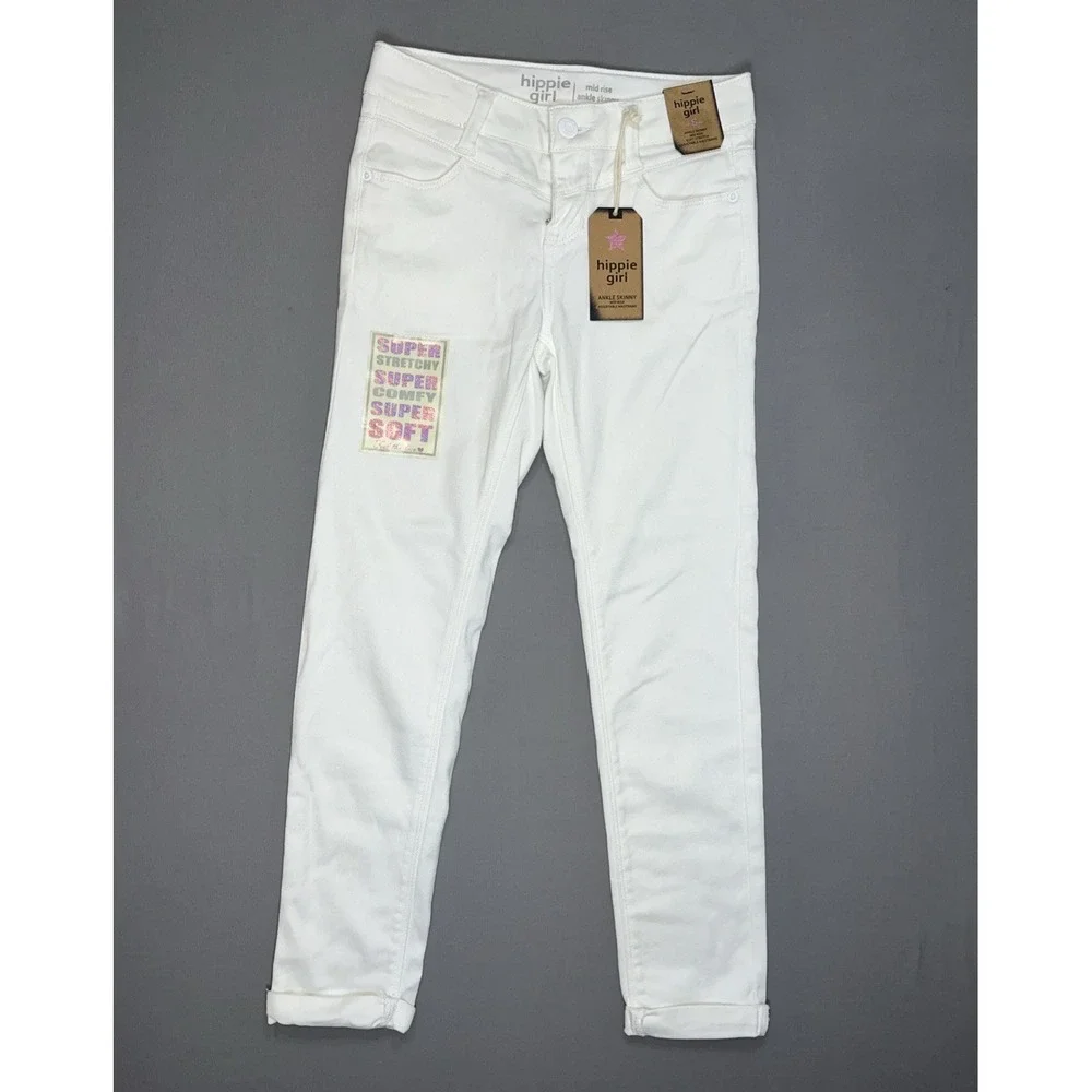 Hippie Girl Girls White Ankle Skinny Mid Rise Stretch Jeans Size 8 HG120A3885